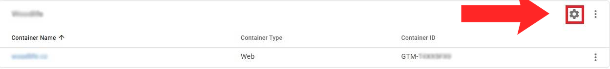 Screenshot přihlášení do Google Tag Manageru – úvodní obrazovka s přehledem účtů a kontejnerů